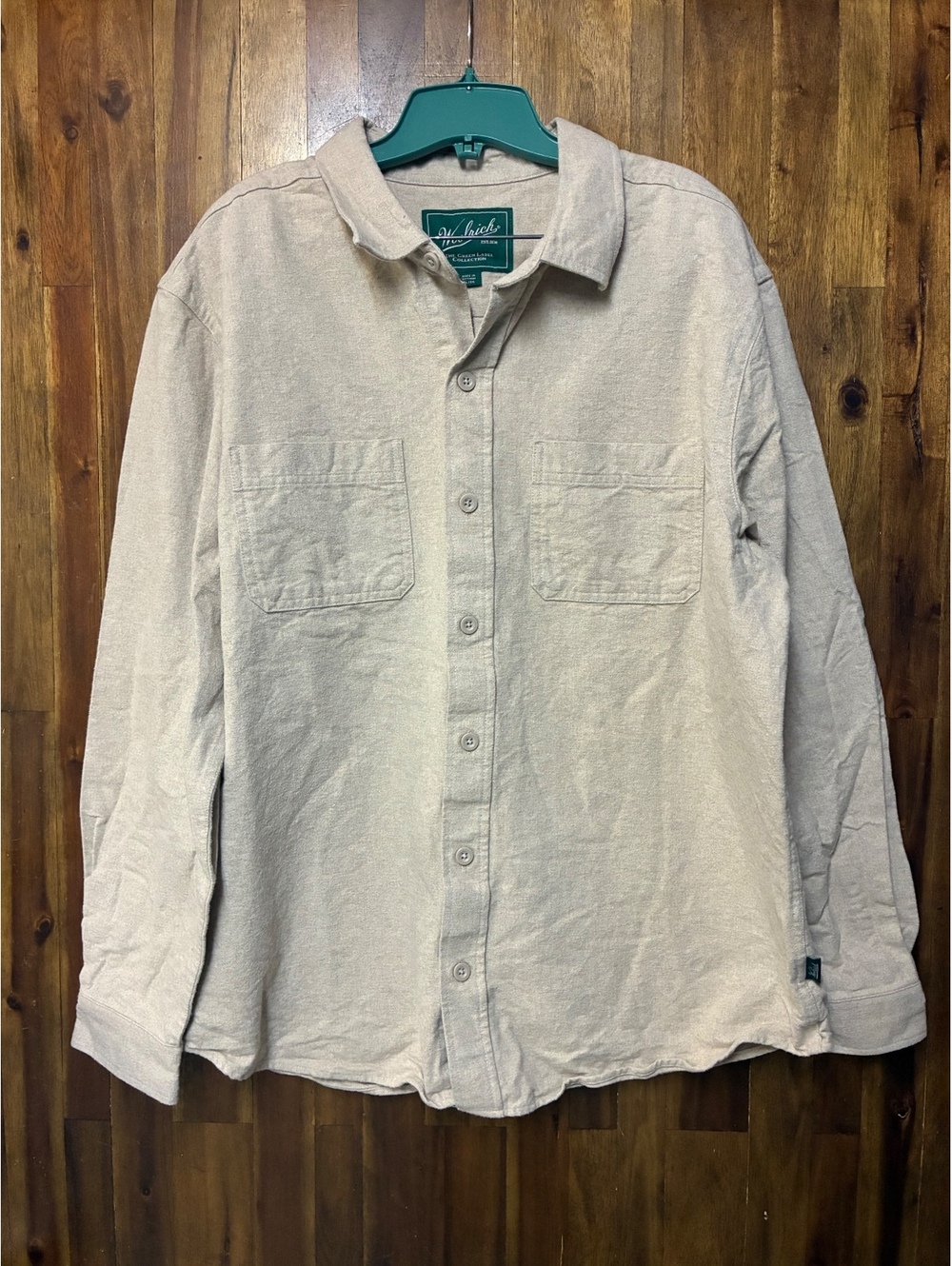 Woolrich Green Label Linen Look Button Up Shirt XL Beige Men’s Heavyweight